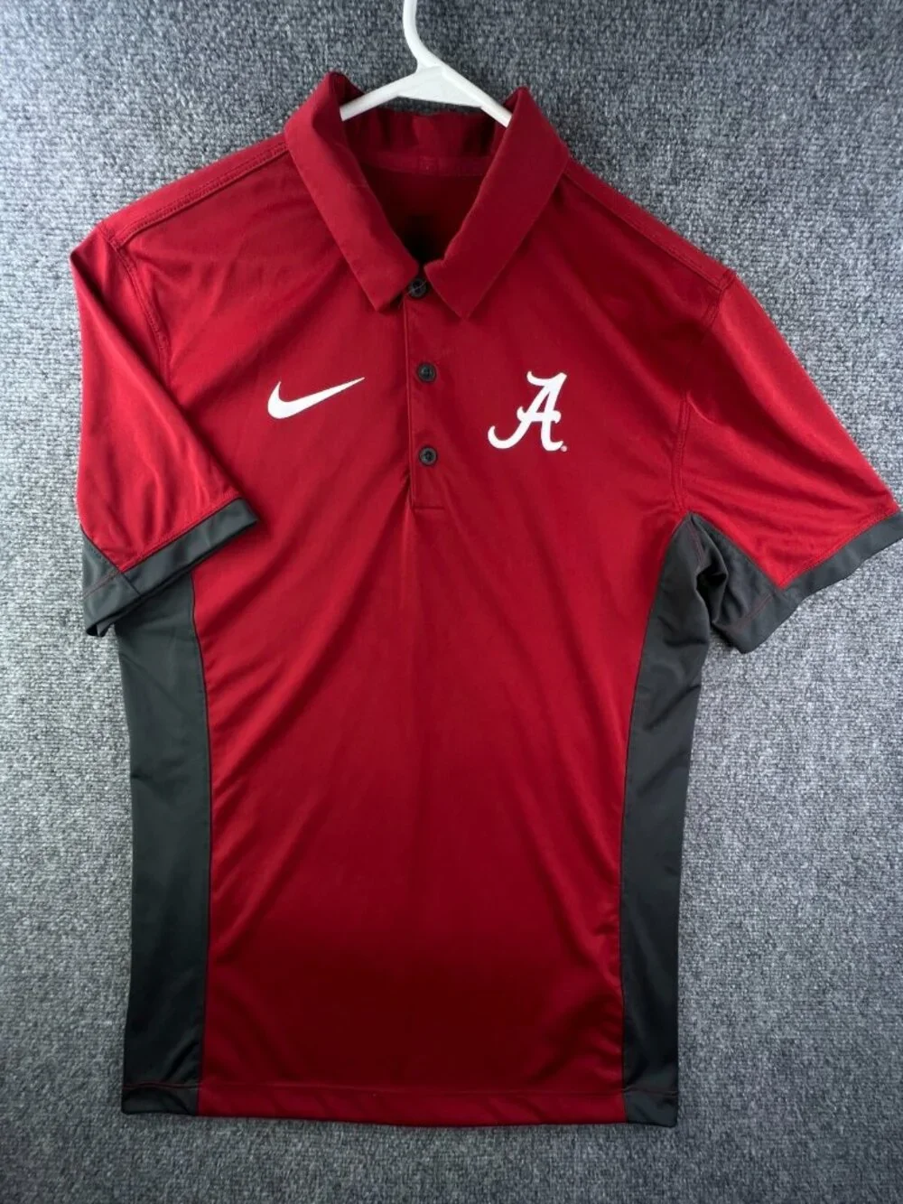 Nike Small Alabama Crimson Tide Polo Dri-fit Short Sleeve Red Gray Short Sleeve
